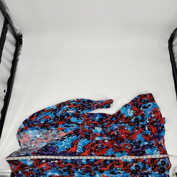 Karen Millen Petite V-Neck Wrap Dress Watercolor Print Feminine Womens Size 14 - Picture 8 of 9